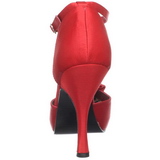 Röd Satin 12 cm retro vintage CUTIEPIE-12 kvinnor pumps med låg klack