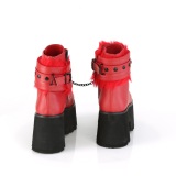 Röd Vegan 9 cm ASHES-57 lolita platå ankleboots med blockklack till kvinnor