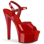 Röda high heels 15 cm GLEAM-609 platå high heels