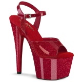 Röda högklackade skor 18 cm ADORE-709GP glittriga klackar högklackade platåskor