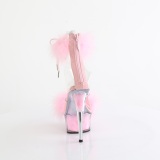 Rosa 15 cm DELIGHT-624F pole dance klacksandaler med fjdrar