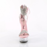 Rosa 15 cm DELIGHT-627RS transparenta plat hgklackade skor med ankelband