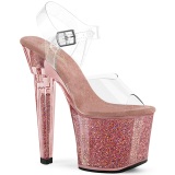 Rosa 20 cm LOVESICK-708SG glitter plat high heels