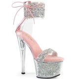 Rose 18 cm SKY-327RSI pleaser high heels with strass ankle cuff
