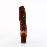 Sammet 20 cm FLAMINGO-1045VEL Brun stvletter med stilettklackar + thttor