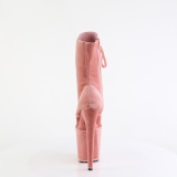 Sammet 20 cm FLAMINGO-1045VEL rosa stvletter med stilettklackar + thttor