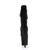 Sammet 20 cm FLAMINGO-1045VEL svarta stvletter med stilettklackar + thttor