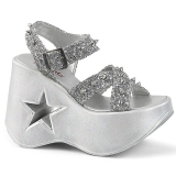 Silver 13 cm Demonia DYNAMITE-02 lolita sandaler med kilklack