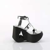 Silver 13 cm DemoniaCult DYNAMITE-12 emo sandaler med kilklack