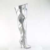 Silver 13 cm stretch l�rh�ga st�vlar f�r breda vader f�r m�n
