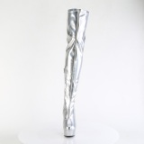 Silver 15 cm DELIGHT-3000HWR Hologram overknee platstvlar - pole dance overknees