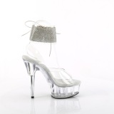 Silver 15 cm DELIGHT-627RS transparenta plat hgklackade skor med ankelband