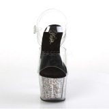 Silver 18 cm ADORE-708CG glitter platå klackar skor