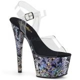 Silver 18 cm ADORE-708SP Hologram platform high heels shoes