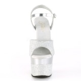 Silver 18 cm ADORE-709-2G glitter platå high heels