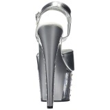 Silver 18 cm ADORE-709VLRS platå klackar skor med strass stenar