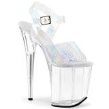 Silver 20 cm FLAMINGO-808N-CK Hologram platform high heels shoes