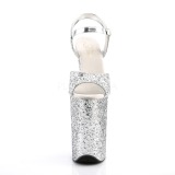 Silver 23 cm INFINITY-910LG glitter platå klackar skor