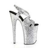 Silver 23 cm INFINITY-930LG glitter platå klackar skor