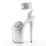 Silver 23 cm INFINITY-991LG glitter platå klackar skor