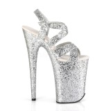 Silver 23 cm INFINITY-997LG glitter platå klackar skor