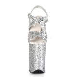 Silver 23 cm INFINITY-997LG glitter platå klackar skor