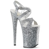 Silver 23 cm INFINITY-997LG glitter platform high heels shoes
