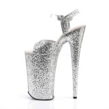 Silver 25,5 cm BEYOND-010LG glitter platå klackar skor