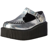 Silver CREEPER-214 Platform Women Creepers Shoes