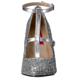 Silver Glitter 10 cm QUEEN-01 stora storlekar pumps skor