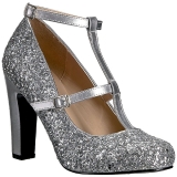 Silver Glitter 10 cm QUEEN-01 stora storlekar pumps skor