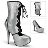 Silver Glitter 14,5 cm Burlesque TEEZE-31G Platform Pumps Shoes
