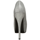Silver Glitter 14,5 cm Burlesque TEEZE-31G Platform Pumps Skor