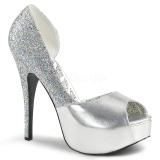Silver Glitter 14,5 cm Burlesque TEEZE-41W mens pumps for wide feets