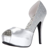 Silver Glitter 14,5 cm Burlesque TEEZE-41W pumps för män med breda fötter