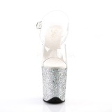 Silver Glitter 20 cm FLAMINGO-808LG Platå Högklackade Sandaler Skor