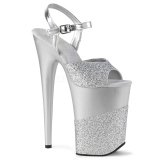 Silver Glitter 23 cm INFINITY-909-2G High Heels Platform