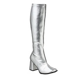 Silver Konstldere 7,5 cm GOGO-300 High Heeled Womens Boots for Men