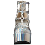 Silver Leatherette 13 cm POISON-25-2 lolita ankle boots wedge platform