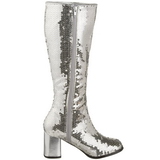 Silver Paljetter 8 cm SPECTACUL-300SQ H�ga Damst�vlar f�r M�n