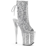 Silver glitter 20 cm FLAMINGO-1018G Pole dancing ankle boots