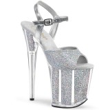 Silver glitter 20 cm FLAMINGO-810G Pole dancing high heels shoes