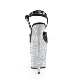 Silver glittriga klackar 20 cm FLAMINGO-809LG pole dance skor