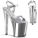 Silver krom platå 20 cm XTREME-809TTG pleaser high heels skor
