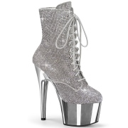 Silver rhinestones 18 cm ADORE-1020CHRS pleaser high heels ankle boots