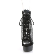Strass meshtyg platboots 15 cm DELIGHT boots med snrning i svart