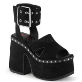 Svart 13 cm Demonia CAMEL-102 lolita sandaler med platå