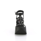 Svart 13 cm DemoniaCult DYNAMITE-12 emo sandaler med kilklack