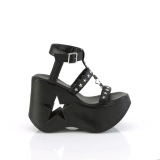 Svart 13 cm DemoniaCult DYNAMITE-12 emo sandaler med kilklack