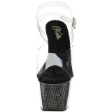 Svart 18 cm ADORE-708SRS H�gklackade Sandaler Strass Plat�